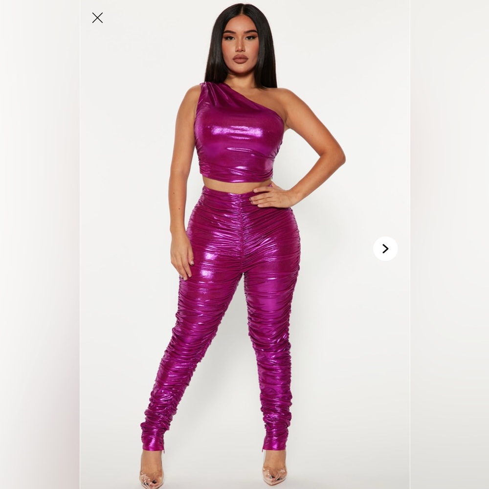 Women's Purple One-Shoulder Two Piece Set